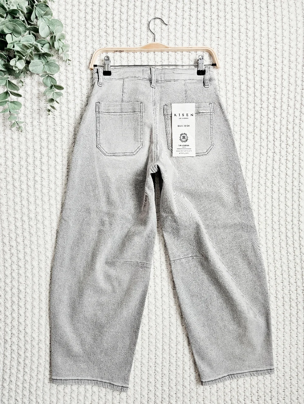 RISEN High Rise Slouchy Barrel Jeans Grey Stretch Neutral Ankle Various NEW - Picture 11 of 15